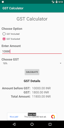 Android application GST Calculator screenshort