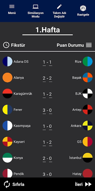 Türkiye Süper Lig Simülasyon - 1.8 - (Android)