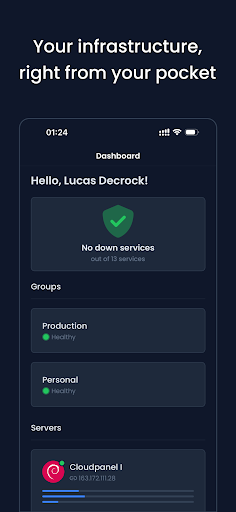 Android application Netweak: Server Monitoring screenshort