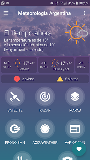 Android application Meteorología Argentina screenshort