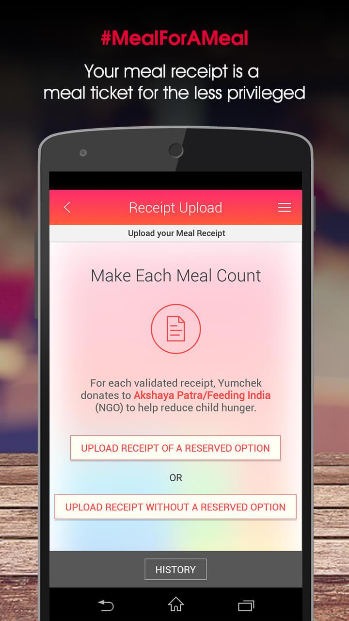 Android application Yumchek - Make Each Meal Count screenshort