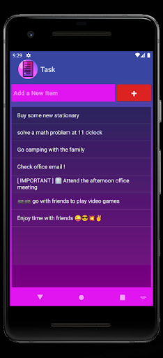 Android application Task - simple to-do-list screenshort