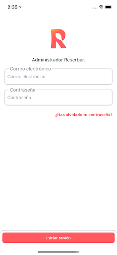 Android application Reserbar Admin screenshort
