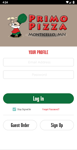 Android application Primo Pizza screenshort