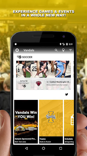 Android application Vandal Gameday screenshort