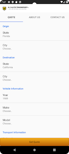 Android application A1 Auto Transport Car Shipping screenshort