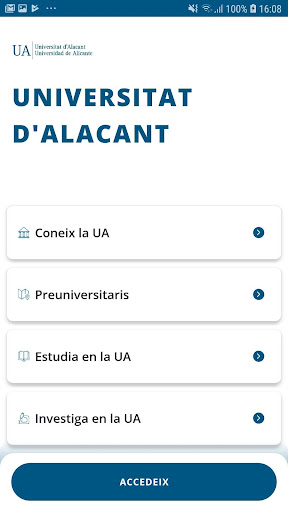 Android application appUA, Universitat d'Alacant screenshort