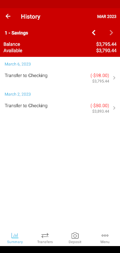 Foothills CU Mobile Banking Screen 3