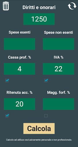 Android application Calcolo fattura screenshort