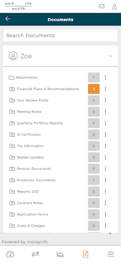 Work Life Wealth Client Hub Screen 2