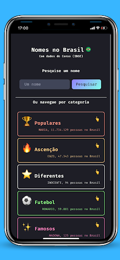 Android application Nomes no Brasil screenshort