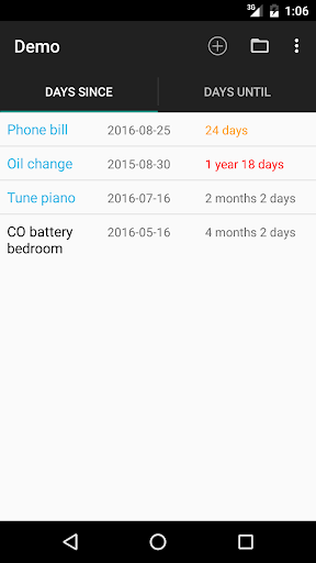 Android application Days Since Pro screenshort
