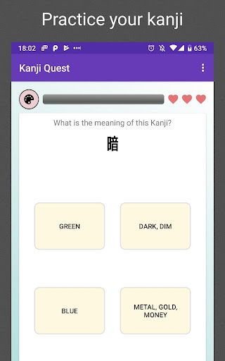 Android application Kanji Quest - study for JLPT i screenshort
