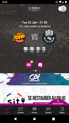 Android application Boulazac Basket Dordogne screenshort