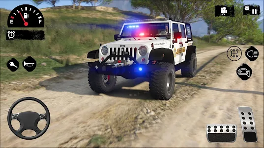 American Police Jeep Driving