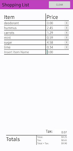 Shopping List Screen 3