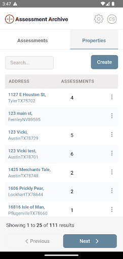 Assessment Archive Screen 3