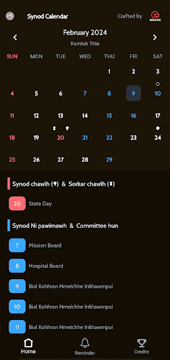 Android application Synod Calendar screenshort