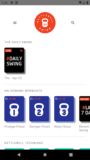 Android application CPG Kettlebell Swing screenshort