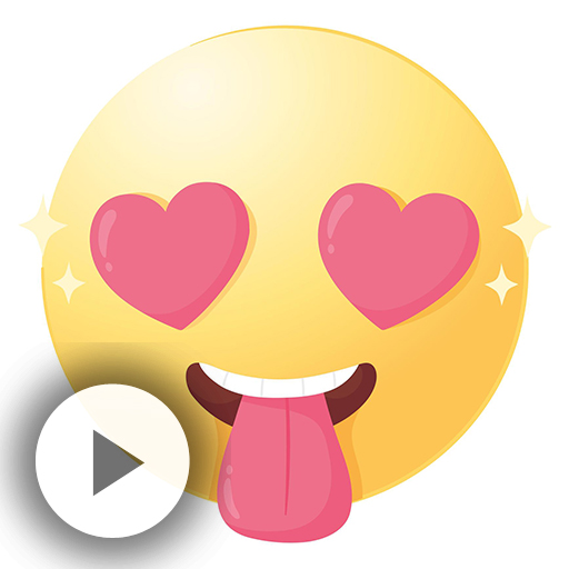Moving love sticker and emojis logo