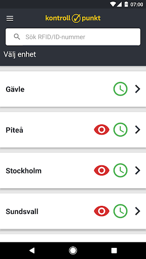 Android application Kontrollpunkt screenshort