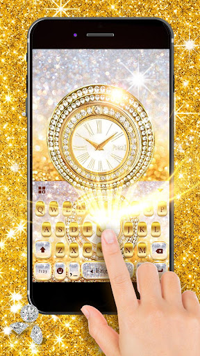 Gold Glitter Clock Keyboard Th Screen 3