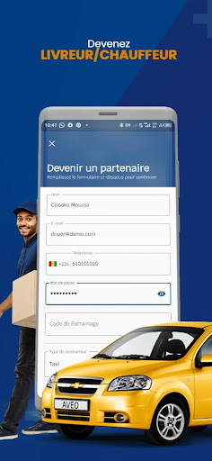 Android application Soneya LIVREUR screenshort