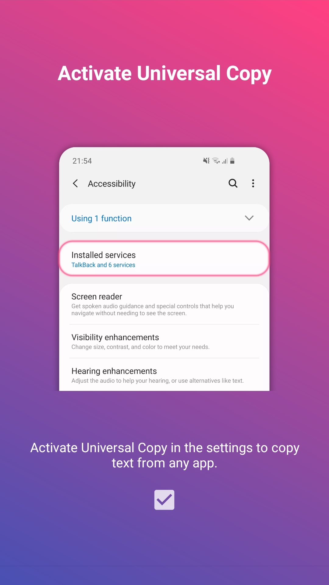 Android application Universal Copy screenshort