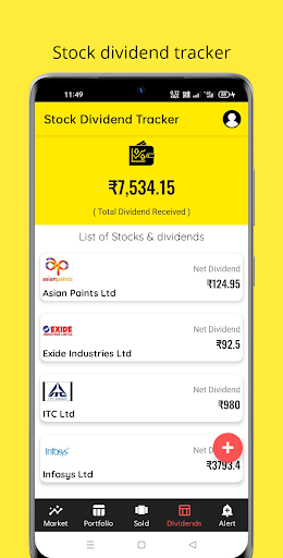 Stock Dividend Tracker Screen 2
