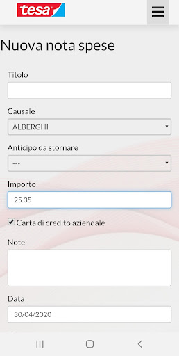 Tesa - Note spese Screen 2