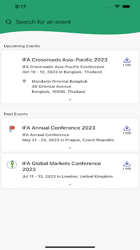 IFA Events Screen 2