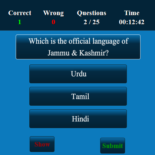 Jammu and Kashmir MCQ Screen 3