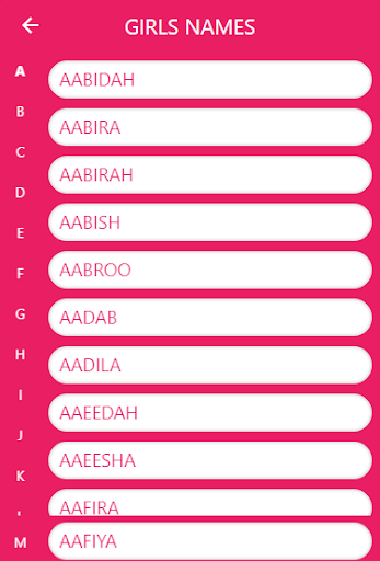 Muslim Names Screen 3