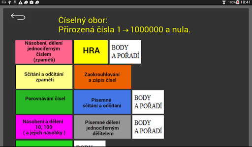 Android application Matematika pro 4. roč. ZŠ screenshort