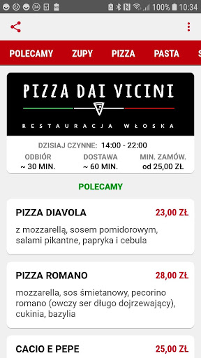 Android application Pizza dai vicini screenshort