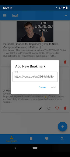 leaf : Bookmark Manager Screen 2