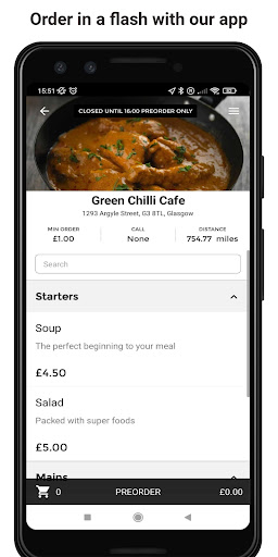 Android application Green Chilli Cafe screenshort