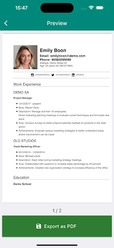iCV - Curriculum Vitae Screen 3