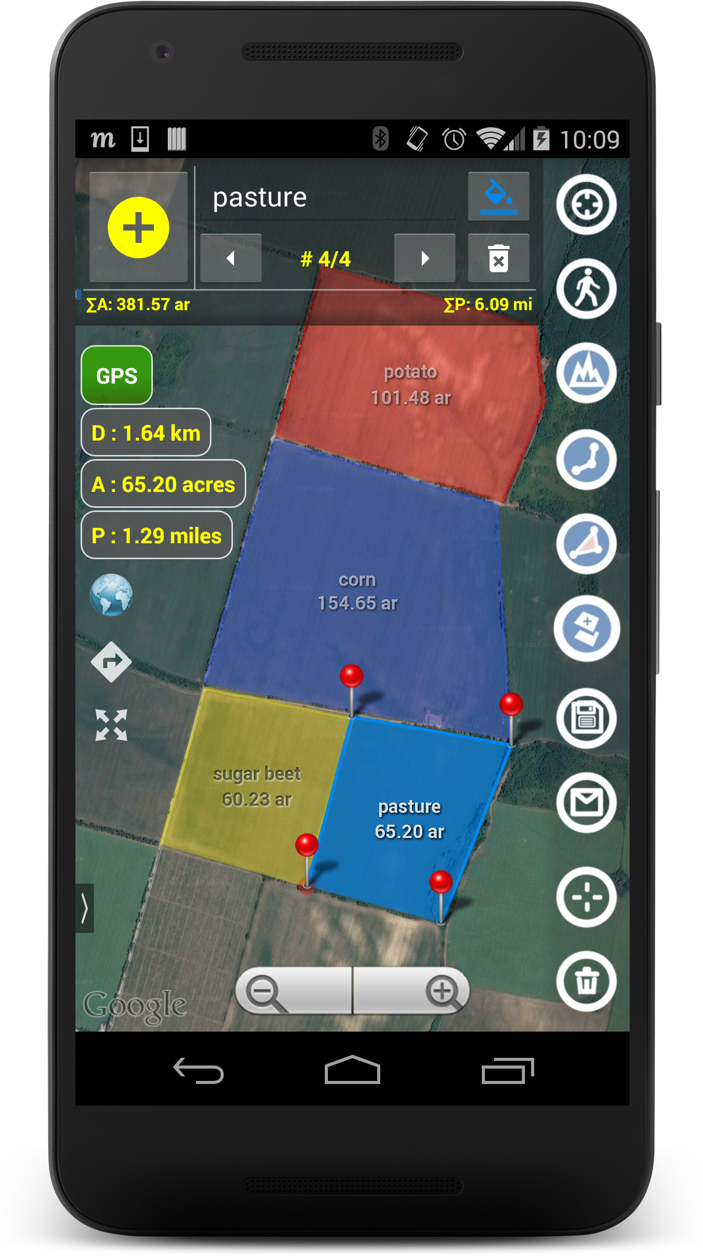 Android application Planimeter - GPS area measure | land survey on map screenshort