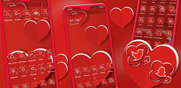Valentine Red Heart Launcher Theme 1.0 APK screenshots 5