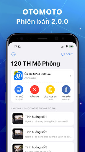 Android application 120 Câu Mô Phỏng GPLX OTOMOTO screenshort