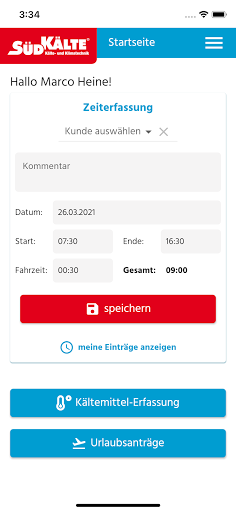 Android application Südkälte screenshort