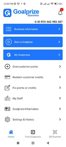 Android application Goalprize Business screenshort