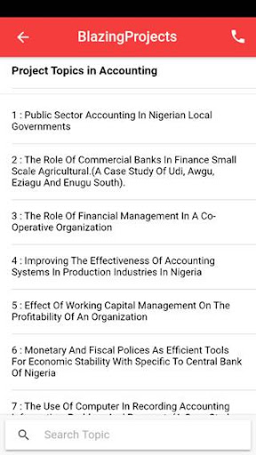Project topics app - final yea Screen 2