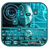 ai robot future keyboard blue icon