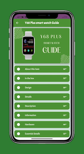 Android application Y68 Plus smart watch Guide screenshort