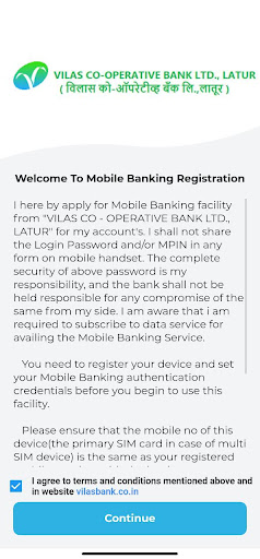Android application Vilas Bank screenshort