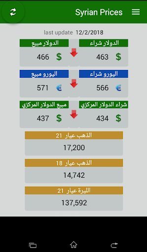 Android application اسعار الدولار والذهب في سوريا screenshort
