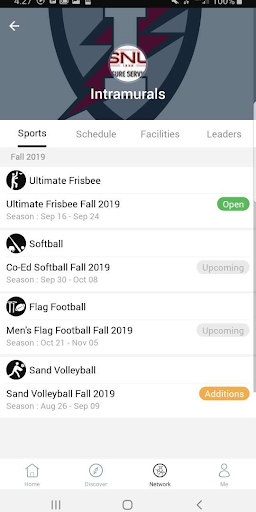 Android application SNU Intramurals screenshort