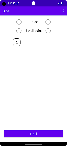 Android application Dice screenshort